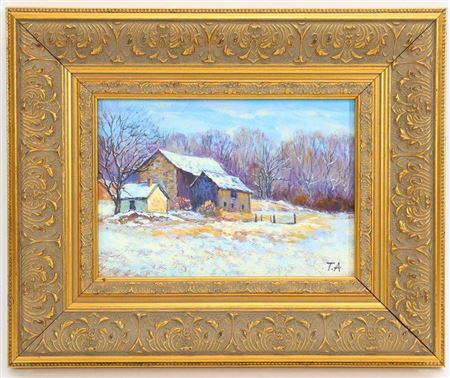 Winter Landscape with Barn and Outbuildings