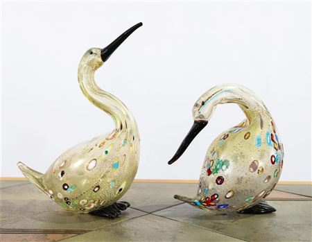Pair of murano glass ducks