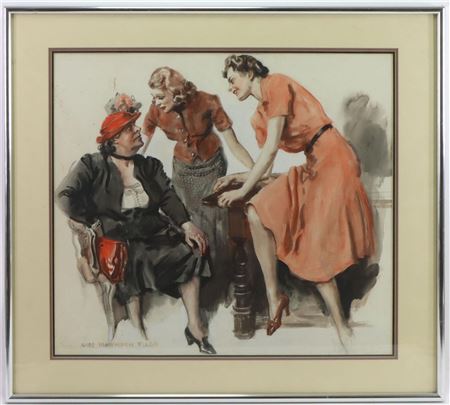 Illustration of Three Elegantly Dressed Women