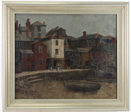 Scene of a Coastal Village with Aged Buildings