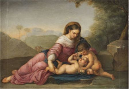 Virgen con niño y San Juanito en un paisaje