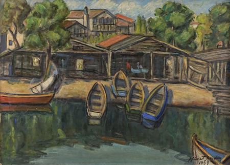 Boats on Kurbagalidere by Nimet Berdan - Auction record, sale price, and art valuation. Compare with similar artists and explore comparable artworks.