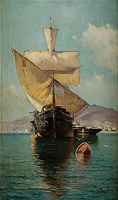 "Ships in the port of Malaga"