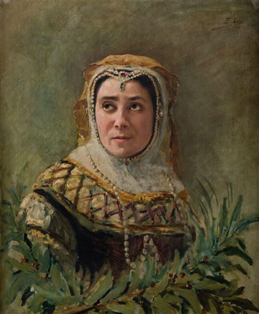 The actress Teodora Lamadrid in La Ricahembra, 1886
