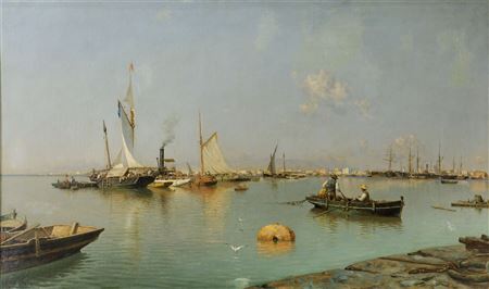 Sample artwork by Guillermo Gomez Y Gil (1862 - 1942), known for landscape painting, particularly marine landscapes, with emphasis on lighting effects - View similar artists and auction records