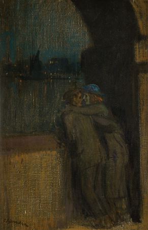 Couple on London Bridge by Francisco Sancha Lengo - Auction record, sale price, and art valuation. Compare with similar artists and explore comparable artworks.