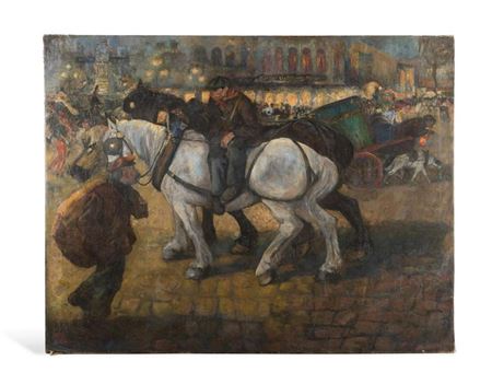 "Hommes au travail" (Men at Work) and "Hommes au travail sur un port", 1907-1909 (double-sided)