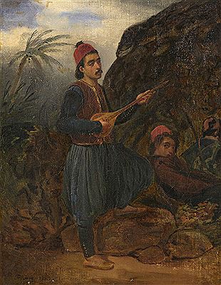 Musicien grec dans un paysage