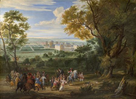 View of the Château de Vincennes or The departure of Louis XIV for the hunt