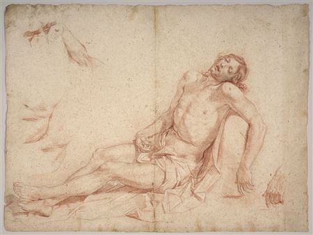 Recto: The deposition of Christ with repeated hands; Verso: Studies of angel musicians