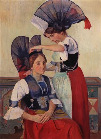 Two inner houses in the cummelt when attaching the Goldchäpplis by Carl August Liner - Auction record, sale price, and art valuation. Compare with similar artists and explore comparable artworks.