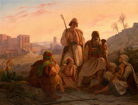 “The evening prayer”; Shepherds in the ruins of the theater of Herodes Atticus at the foot of the Acropolis, Athens by Pierre Bonirote - Auction record, sale price, and art valuation. Compare with similar artists and explore comparable artworks.