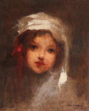 Little Girl with Turban [1915] by Alexander Romano - Auction record, sale price, and art valuation. Compare with similar artists and explore comparable artworks.