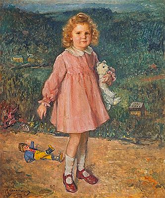 The little girl with the pink dress