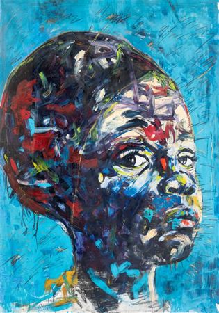 Sample artwork by Nelson Makamo (Born 1982), known for figure and portrait painting, charcoal drawing - View similar artists and auction records