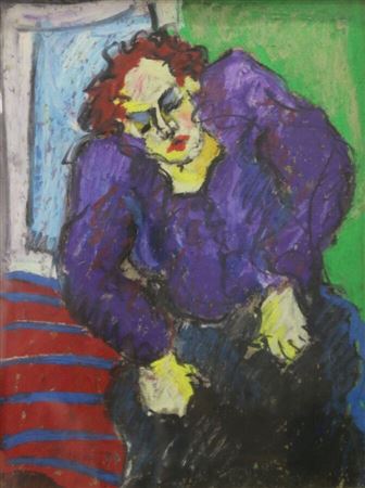 Woman in a purple blouse