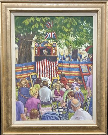 Punch & Judy, Cathedral Green by John Staddon - Auction record, sale price, and art valuation. Compare with similar artists and explore comparable artworks.