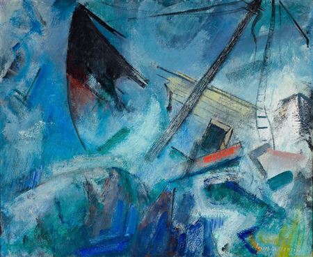 "The Wreck of the St. Christopher" by Joseph De Martini - Auction record, sale price, and art valuation. Compare with similar artists and explore comparable artworks.