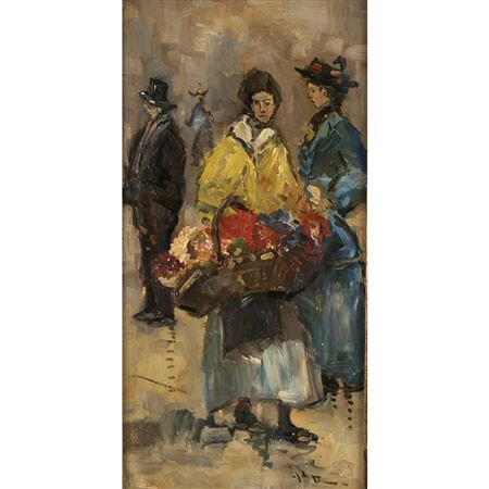 Woman with Flower Basket
