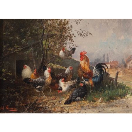 Rooster and Hens Scene