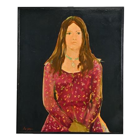 Portrait of a Woman in Floral Red Dress