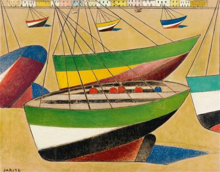 Boats on the beach, around 1930
