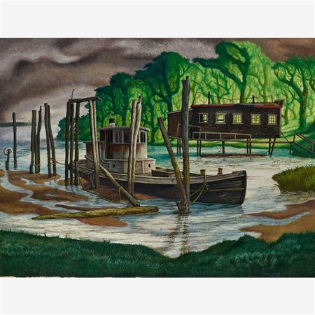 Untitled (Bayou Shack and Fishing Boat), 1948