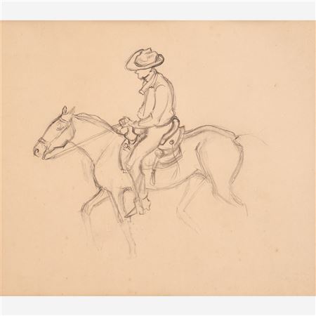 Study of Horseback Figure for Trail Riders, circa 1964-65