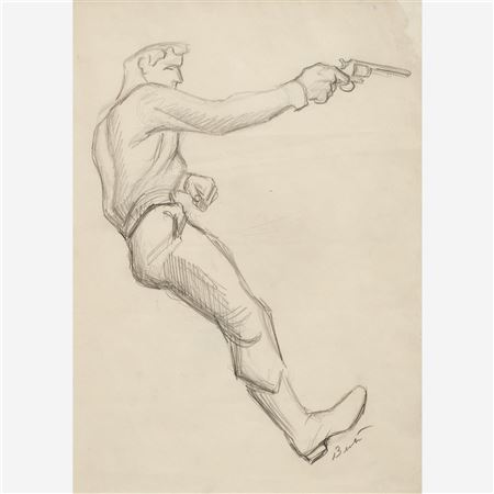 Study for Figure on Horseback, Jesse James, Missouri Mural, 1936