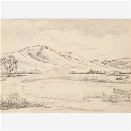 Landscape Sketch for "Wyoming Hay," circa 1963