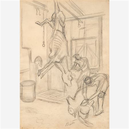 Study of Processing Cows, Kansas City Stockyards, circa 1935-36