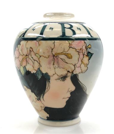 'HIBISCUS' PAINTED PORCELAIN VASE