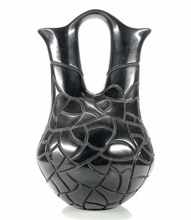 SAN JUAN PUEBLO BLACKWARE WEDDING VASE