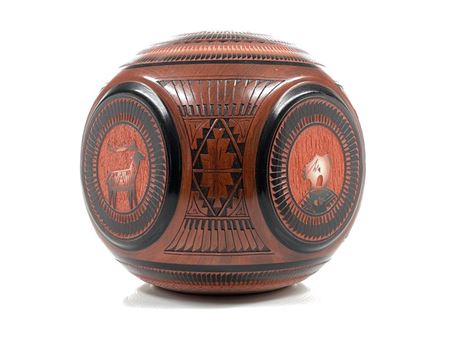 Navajo Etched Four Panel Pottery Vase