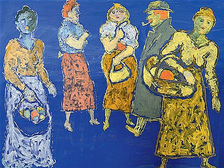 Walk on a Blue Background