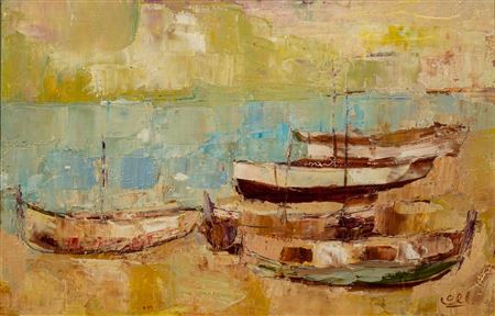 Boats beached on a sandy shore by Albert Coll - Auction record, sale price, and art valuation. Compare with similar artists and explore comparable artworks.