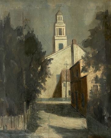 "Church Tower Moonlight, Early 20th c."