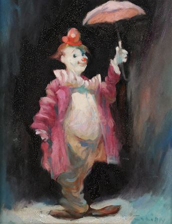 Clown Holding an Umbrella