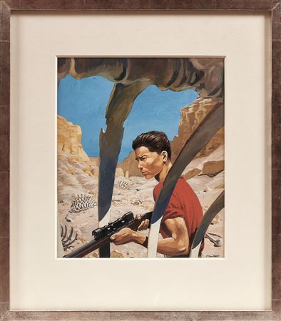 Bob Morane, "La vallée des brontosaures", original cover illustration
