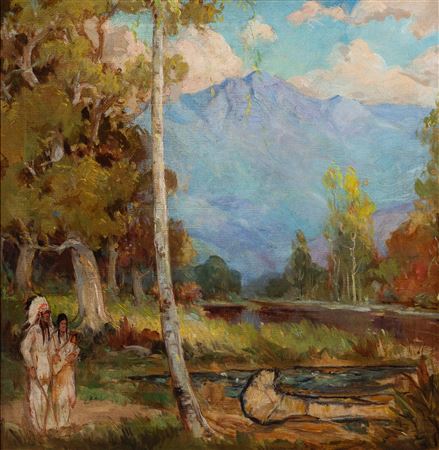 NATIVE AMERICANS IN A LANDSCAPE
