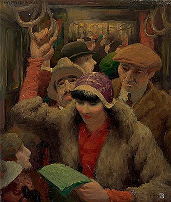 Subway Readers by James Chapin - Auction record, sale price, and art valuation. Compare with similar artists and explore comparable artworks.