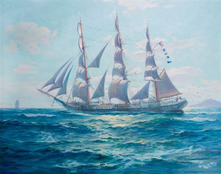 The ship Challenger headed out to sea by Charles Robert Patterson - Auction record, sale price, and art valuation. Compare with similar artists and explore comparable artworks.