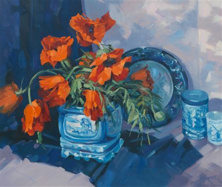 Willow pattern with poppies