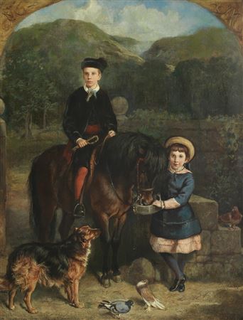 Master Graham Paton and his sister Ada with their pets