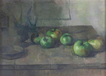 Apples and painting palette knives (1945) by Lawrence Gowing - Auction record, sale price, and art valuation. Compare with similar artists and explore comparable artworks.
