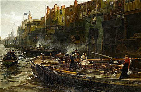 The Riverside, Limehouse by Charles Napier Hemy - Auction record, sale price, and art valuation. Compare with similar artists and explore comparable artworks.