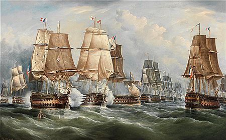 HMS Victory breaking the line at Trafalgar