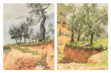 A Pair of Mediterranean Hillside Scenes