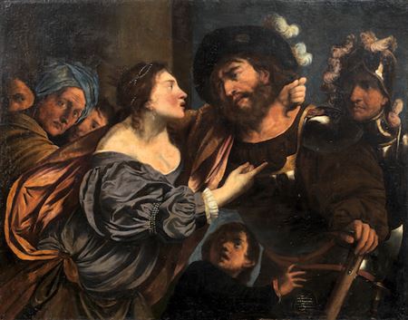 The meeting between Solomon and Queen of Sheba (?) unframed