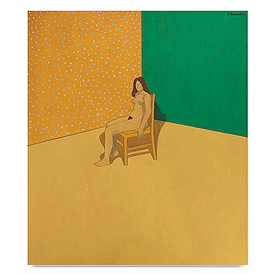 Seated Woman in Corner, circa 1970 by James Strombotne - Auction record, sale price, and art valuation. Compare with similar artists and explore comparable artworks.